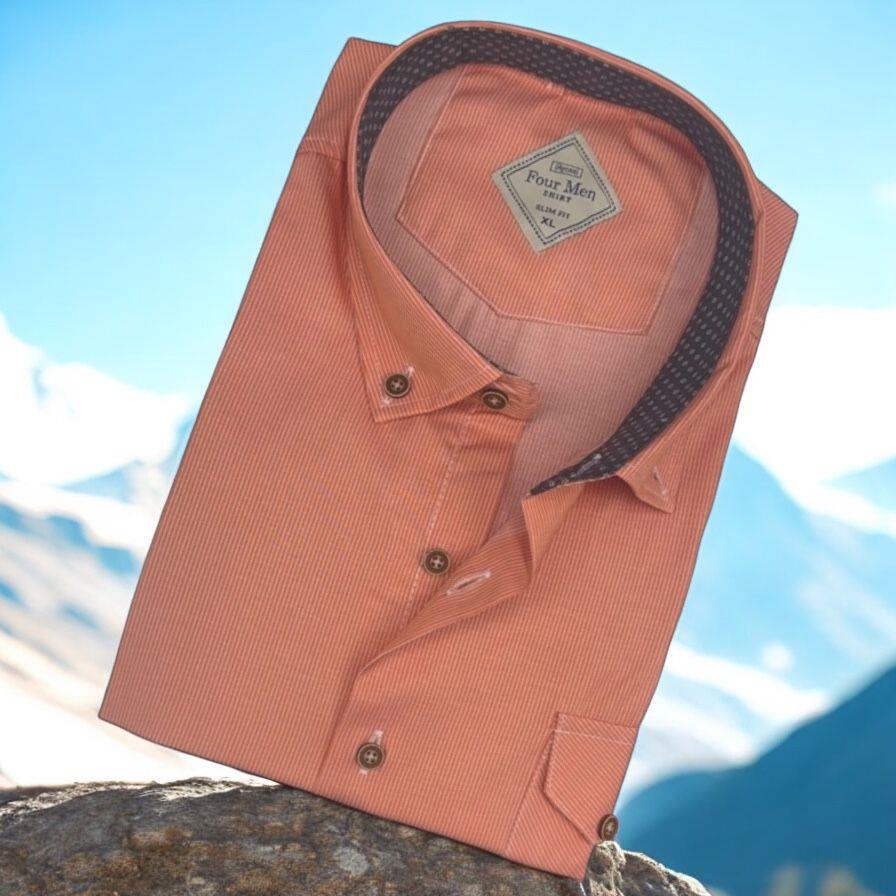 Pamuklu Uzun Kollu Erkek Gömlek (Slim Fit Kalıp)