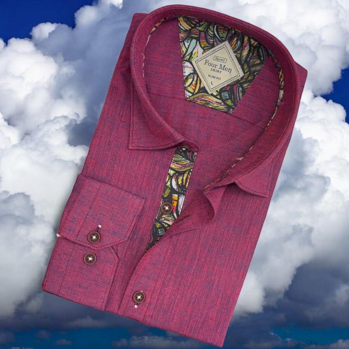 Pamuklu Uzun Kollu Fuşya Erkek Gömlek (Slim Fit Kalıp)