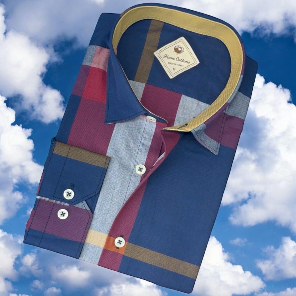 Pamuklu Uzun Kollu Lacivert Erkek Gömlek (Slim Fit Kalıp)