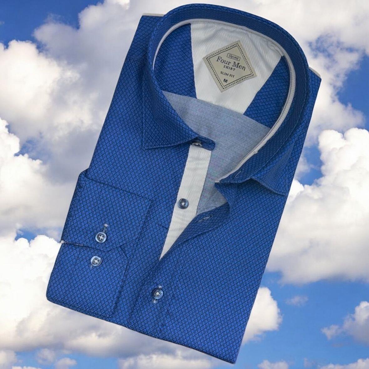 Pamuklu Uzun Kollu Mavi Erkek Gömlek (Slim Fit Kalıp)