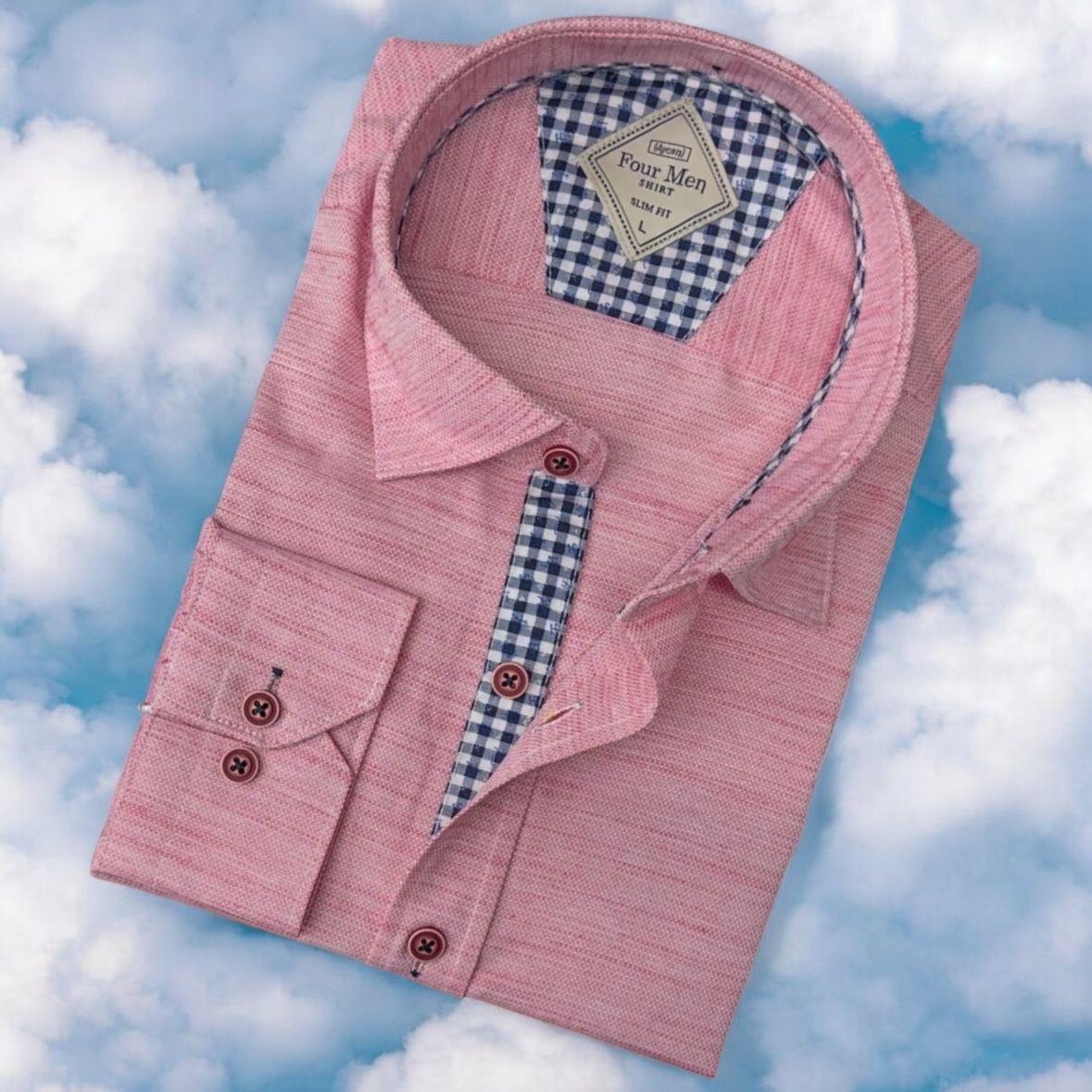 Pamuklu Uzun Kollu Pembe Erkek Gömlek (Slim Fit Kalıp)