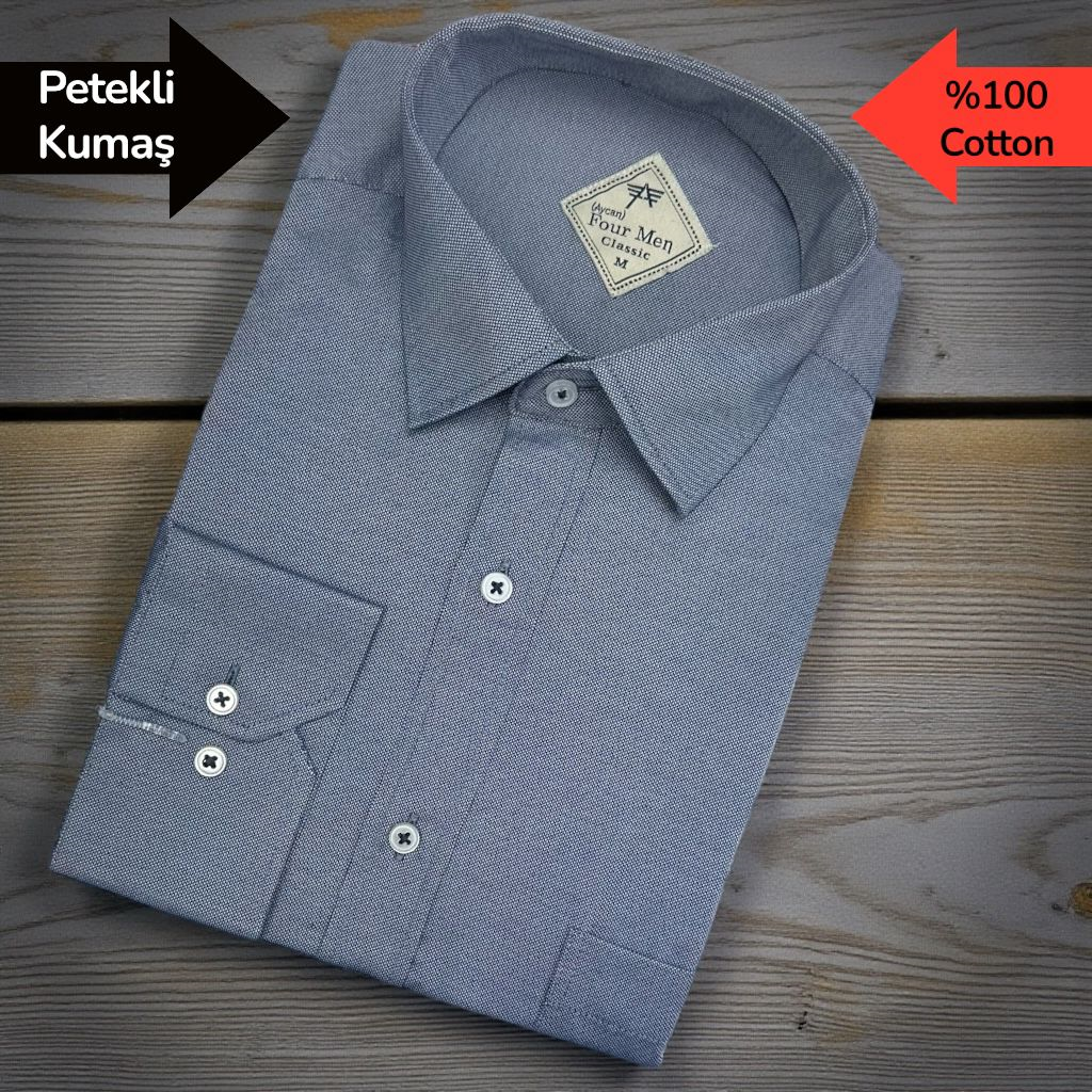 Pamuklu Uzun Kollu Tek Cepli Gömlek (Regular Kalıp)