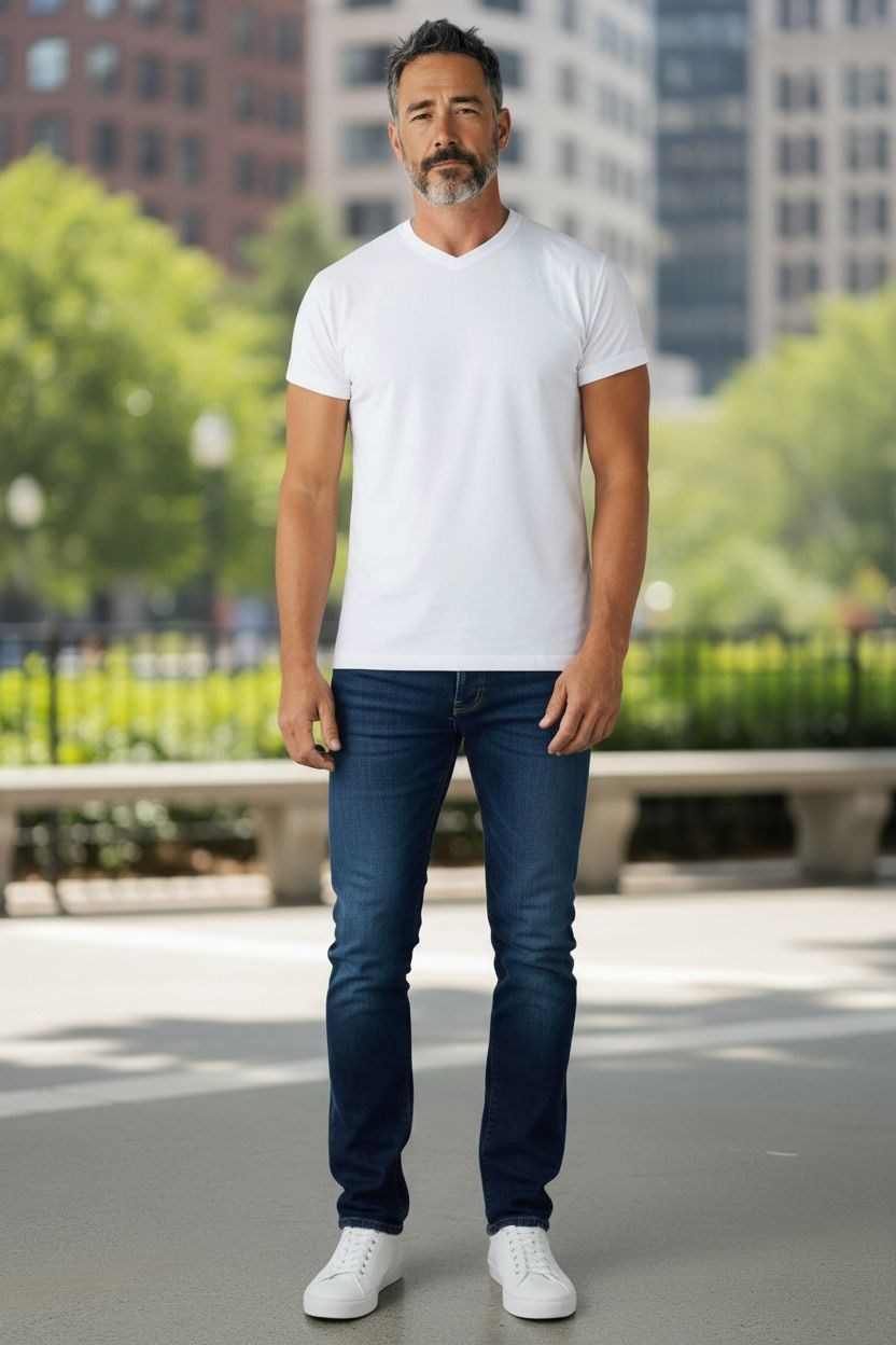 Pamuklu V Model Kısa Kol T-Shirt