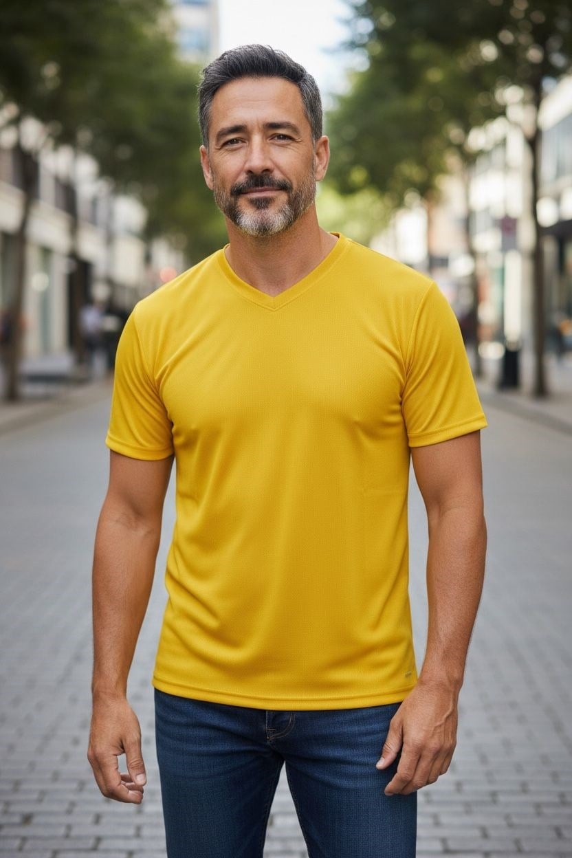 Pamuklu V Model Kısa Kol T-Shirt