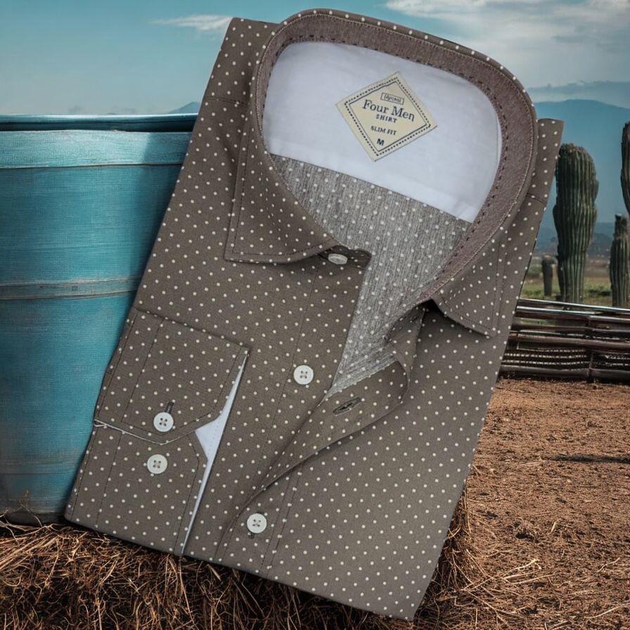 Pamuklu Vizon Uzun Kollu Erkek Gömlek (Slim Fit Kalıp)