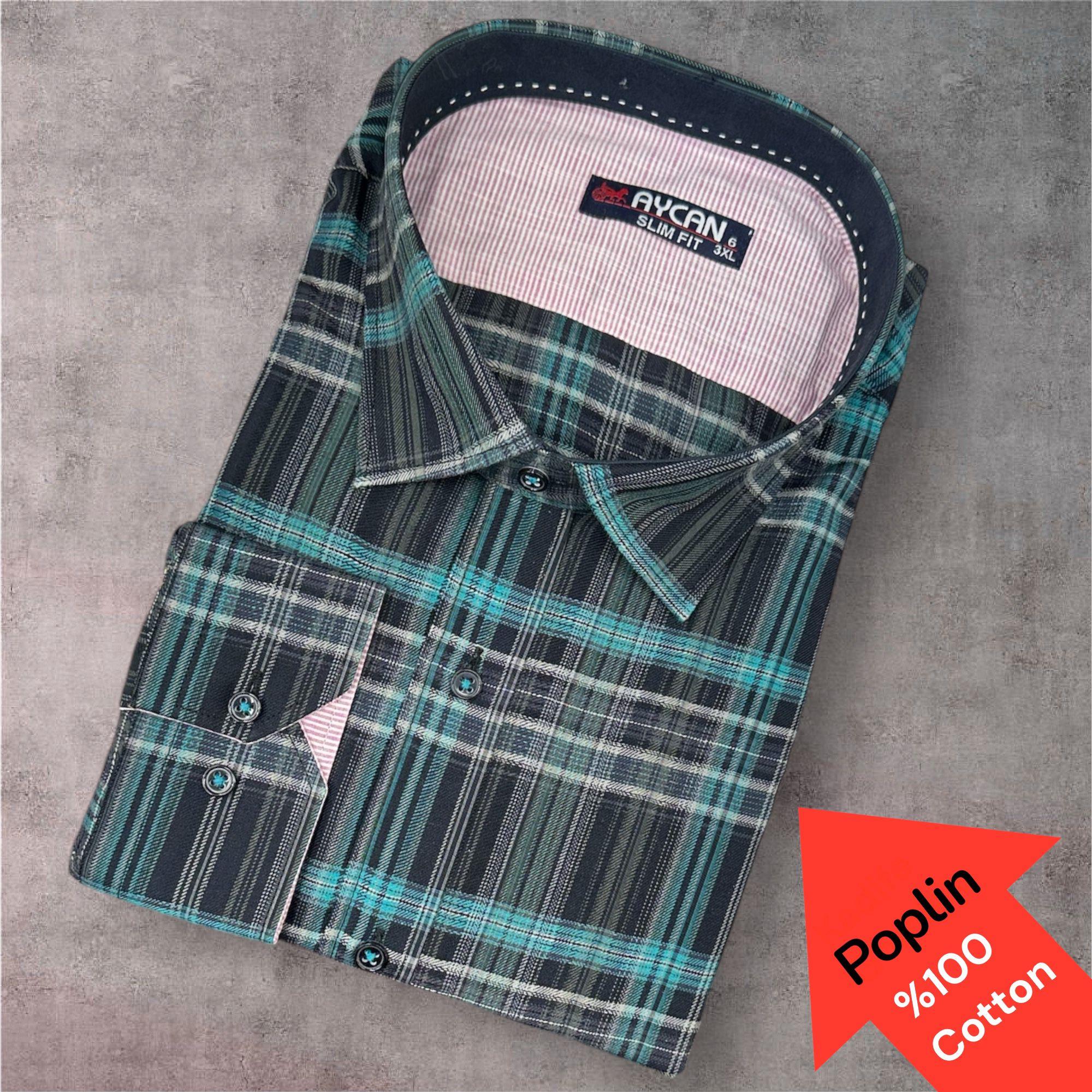 Poplin %100 Cotton Pamuklu Uzun Kollu Terletmeyen Gömlek (Slim Fit Kalıp)
