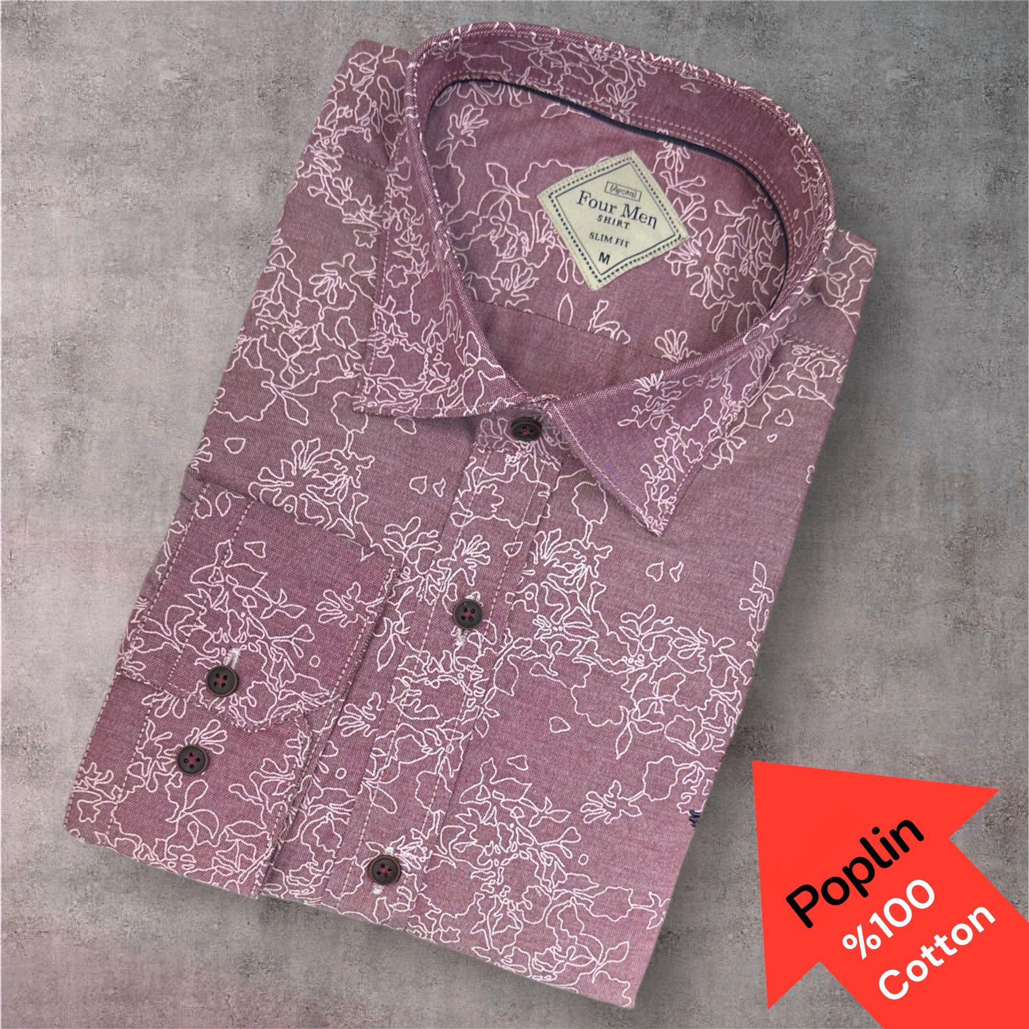 Poplin %100 Cotton Pamuklu Uzun Kollu Terletmeyen Gömlek (Slim Fit Kalıp)