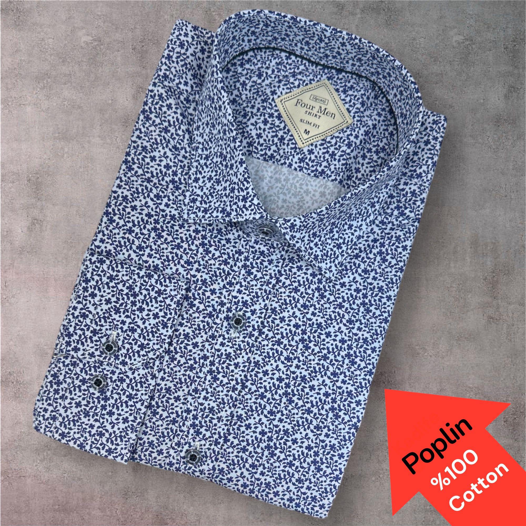 Poplin %100 Cotton Pamuklu Uzun Kollu Terletmeyen Gömlek (Slim Fit Kalıp)