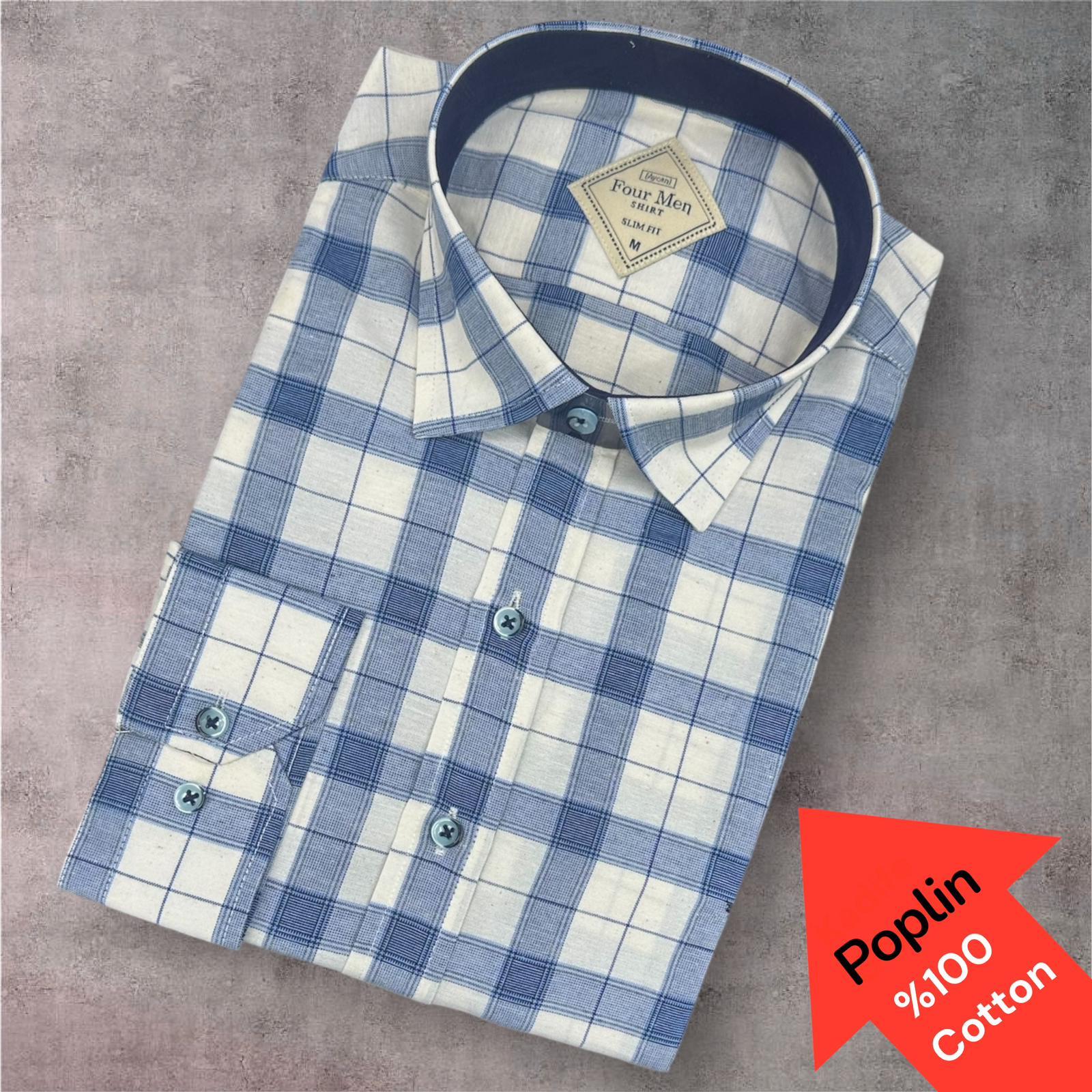 Poplin %100 Cotton Pamuklu Uzun Kollu Terletmeyen Gömlek (Slim Fit Kalıp)