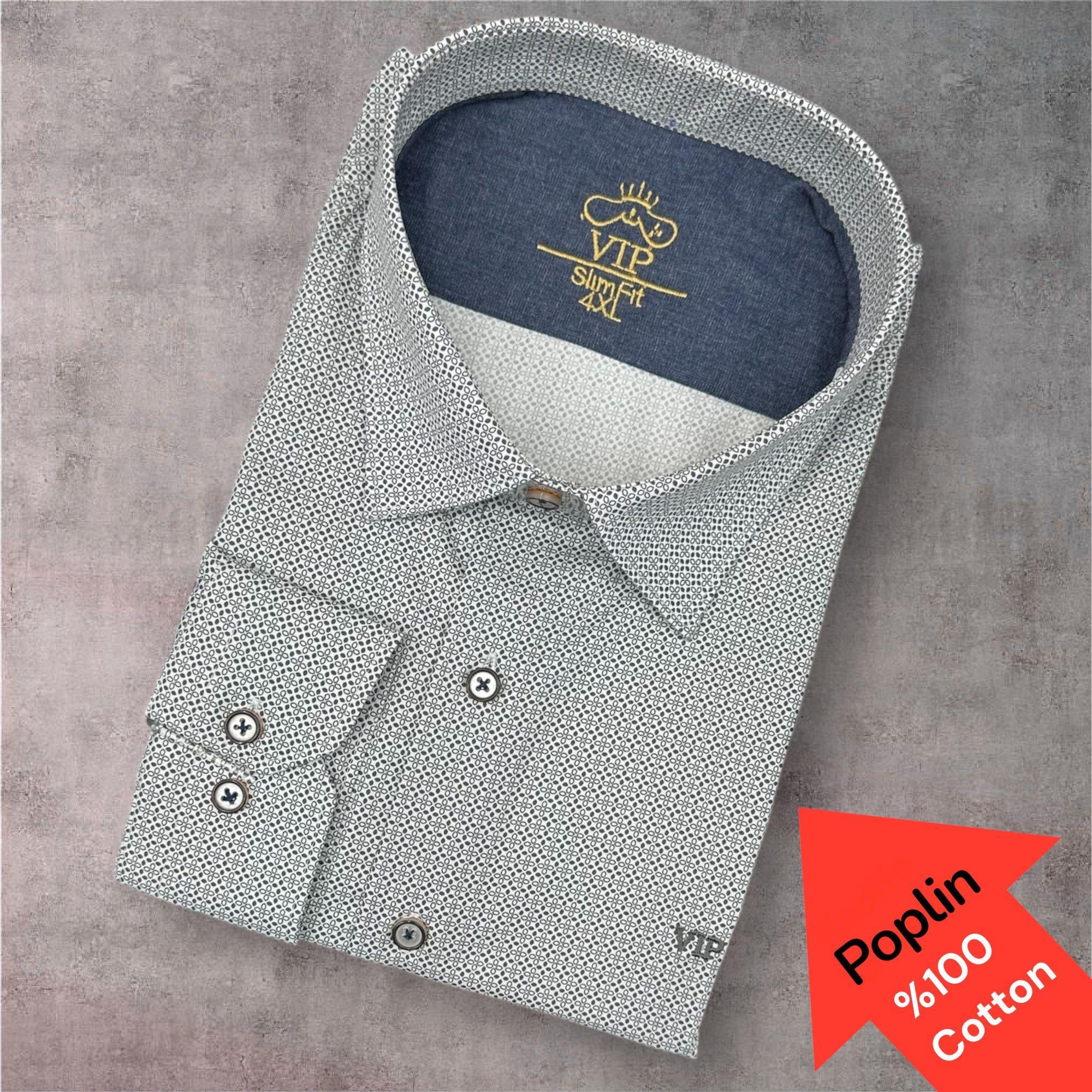 Poplin %100 Cotton Pamuklu Uzun Kollu Terletmeyen Gömlek (Slim Fit Kalıp)