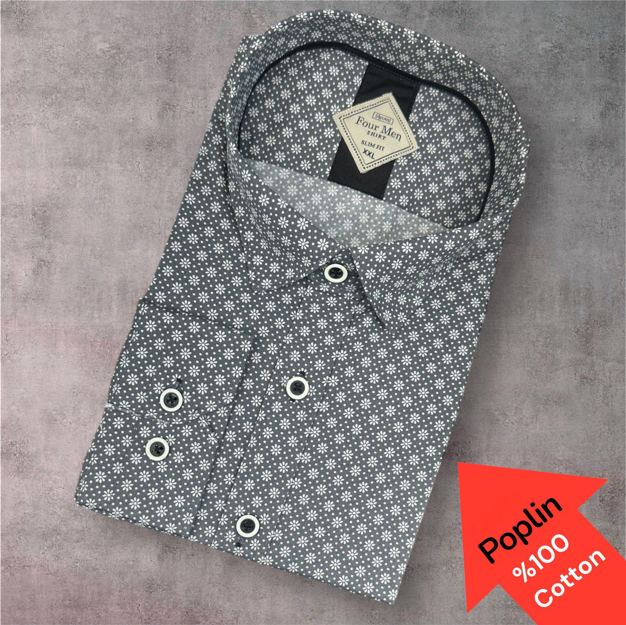 Poplin %100 Cotton Pamuklu Uzun Kollu Terletmeyen Gömlek (Slim Fit Kalıp)