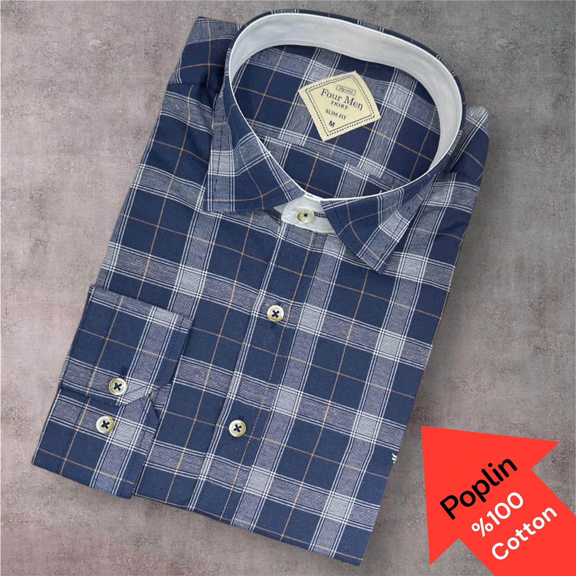 Poplin %100 Cotton Pamuklu Uzun Kollu Terletmeyen Gömlek (Slim Fit Kalıp)