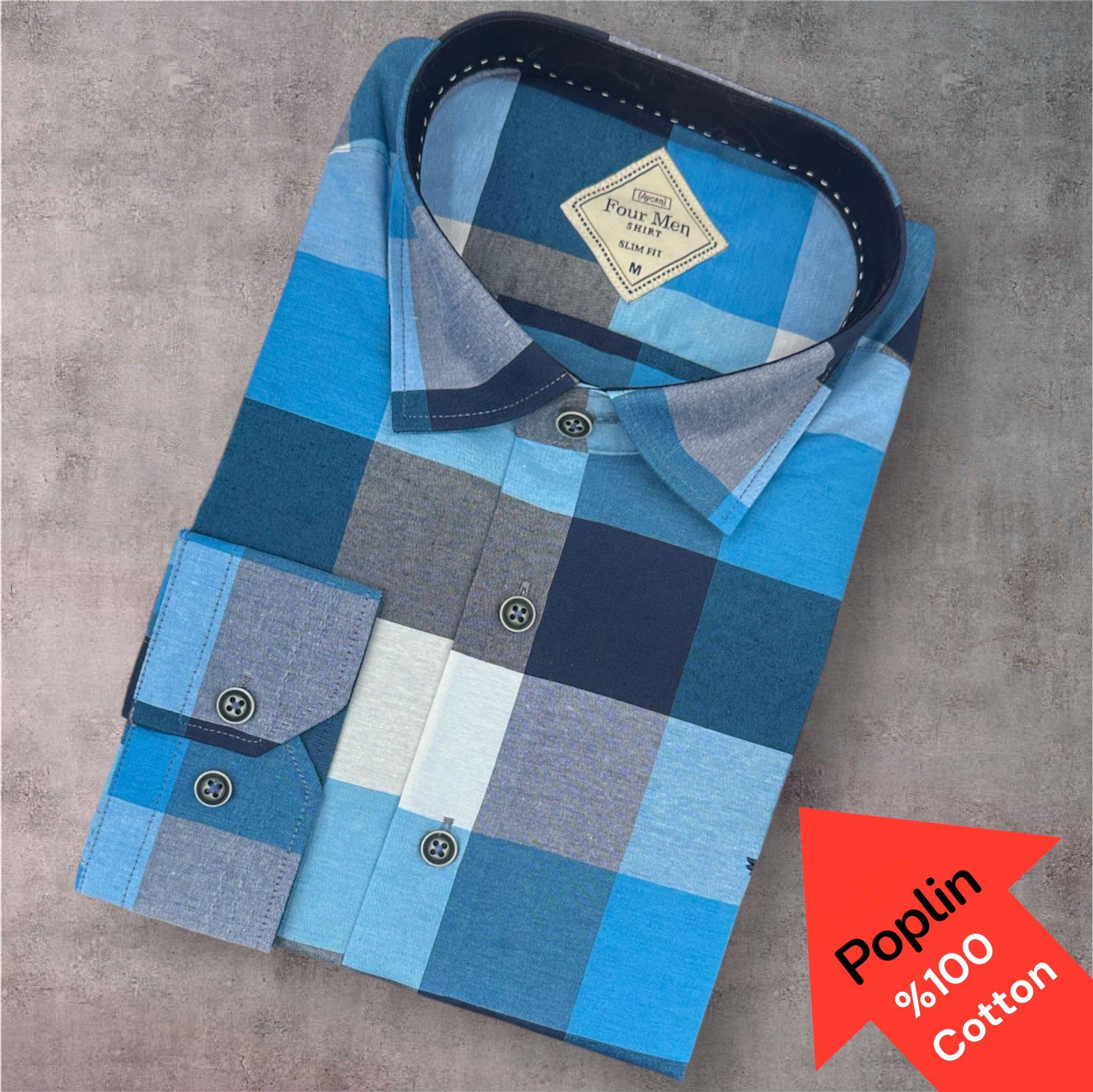 Poplin %100 Cotton Pamuklu Uzun Kollu Terletmeyen Gömlek (Slim Fit Kalıp)