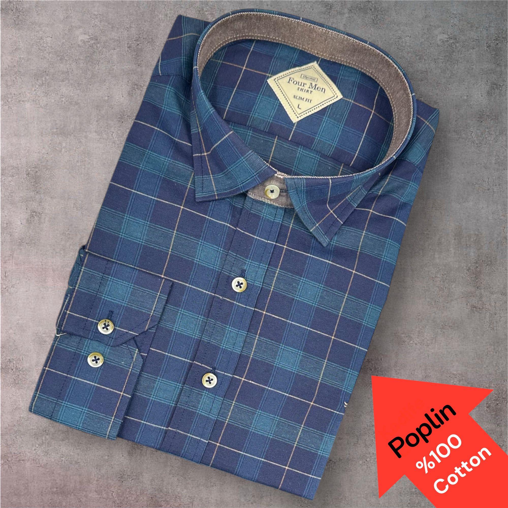 Poplin %100 Cotton Pamuklu Uzun Kollu Terletmeyen Gömlek (Slim Fit Kalıp)