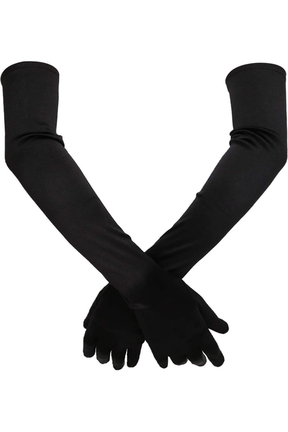 Saten Likrali Uzun Parmaklı Eldiven(58 CM-Dans & Opera Eldiveni)