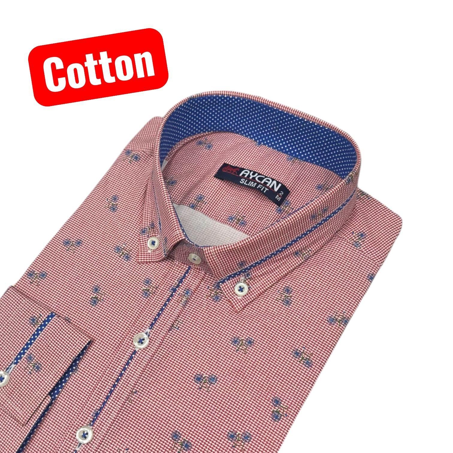 Slim Fit Cotton Uzun Kollu Yakası Gizli Düğmeli Kalite Garanti Baskılı Gömlek (Slimlı Fit)