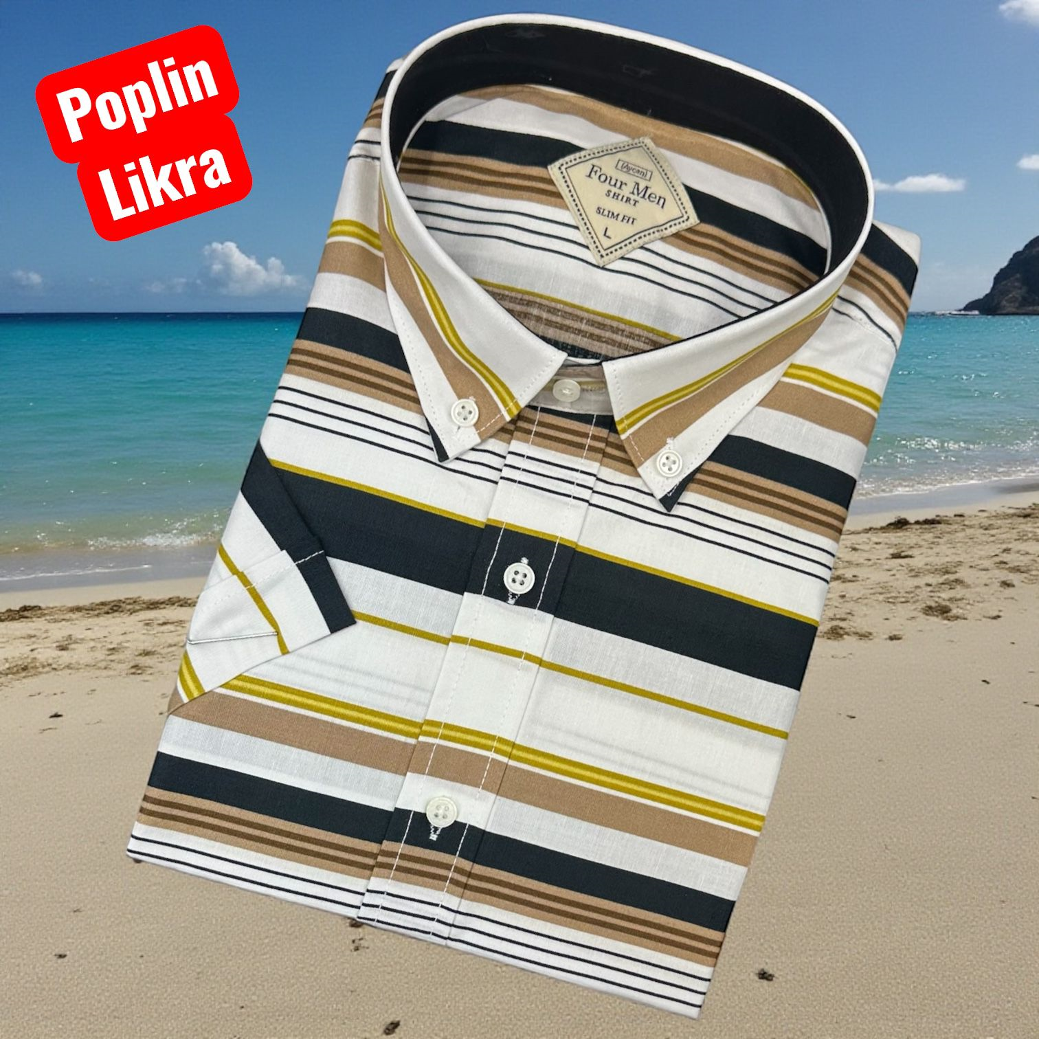 Slim Fit Pamuklu Kısa Kollu Cepsiz Gömlek (Slim Fit Kalıp)