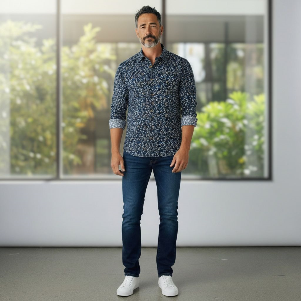 Slim Fit Pamuklu Uzun Kollu Cepsiz Spor Gömlek (Slim Fit Kalıp)