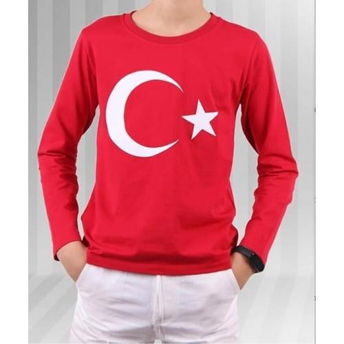Unisex Türk Bayraklı Uzun Kol T-shirt
