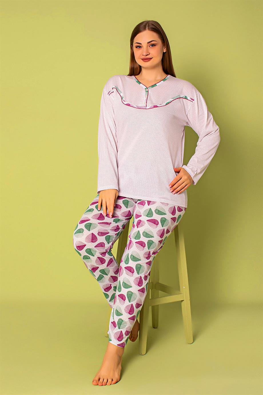 Nisanca 2 İplik Anne Pijama Takımı- Uzun Kol Anne Pijaması - ANL101