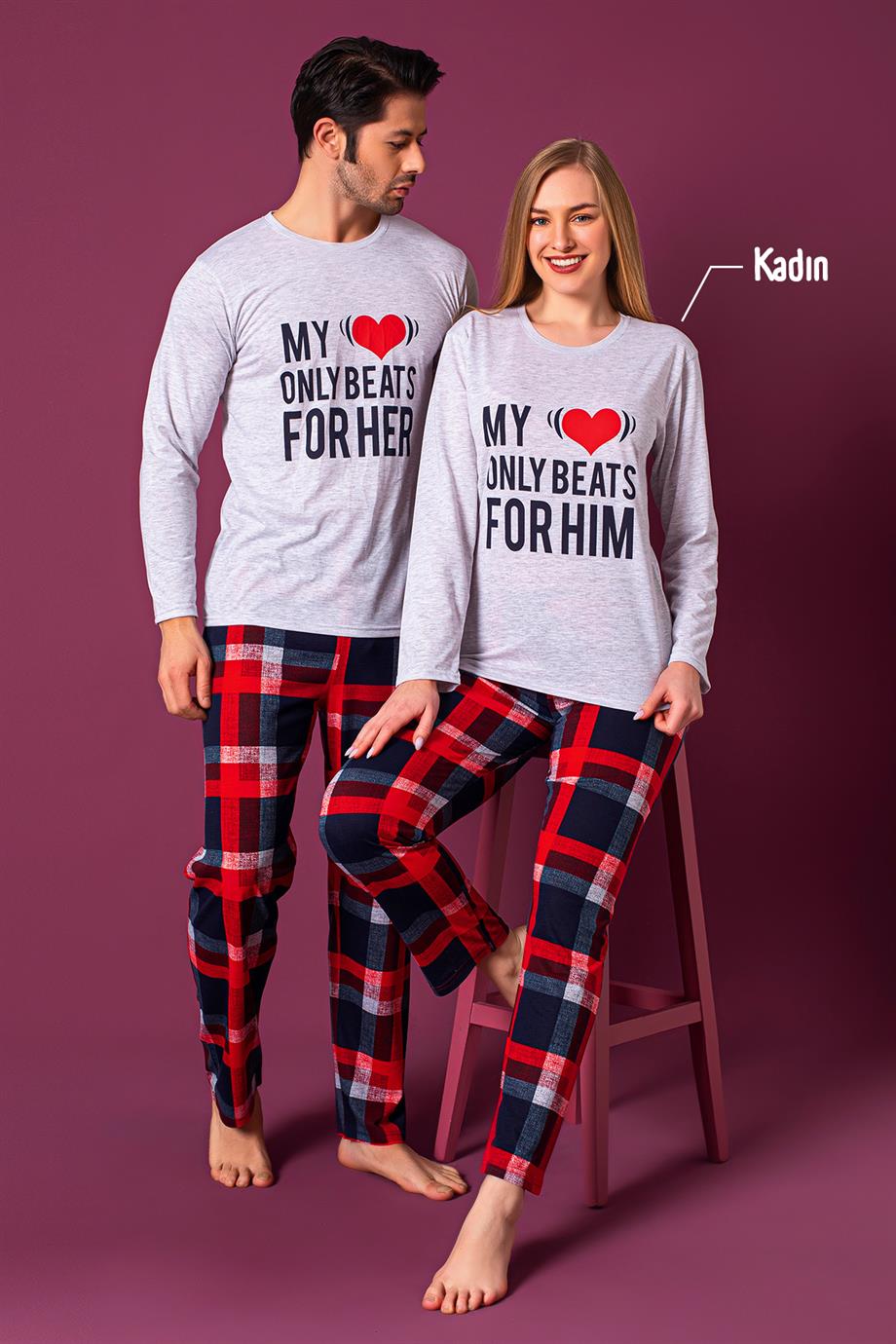 Nisanca Mevsimlik Pamuk Kadın Pijama Takımı- Sevgiller Günü Pijaması- Tek  Adet - FDK1020