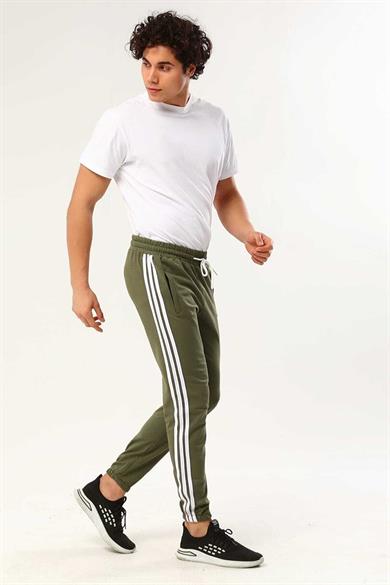 Erkek Üç Şeritli Slim Fit Eşofman Altı - Spor Eşofman Altı- Genç Kalıp