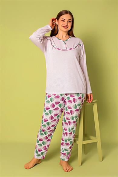 Nisanca 2 İplik Anne Pijama Takımı- Uzun Kol Anne Pijaması 