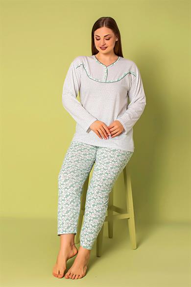Nisanca 2 İplik Anne Pijama Takımı- Uzun Kol Anne Pijaması 