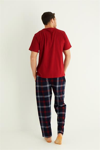 Nisanca Kısa Kollu Pamuk Erkek Pijama Takımı- Sevgili Pijaması- Tek Adet
