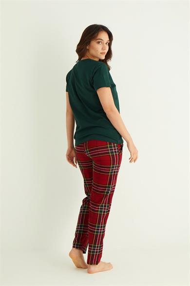 Nisanca Kısa Kollu Pamuk Kadın Pijama Takımı- Sevgili Pijaması- Tek Adet