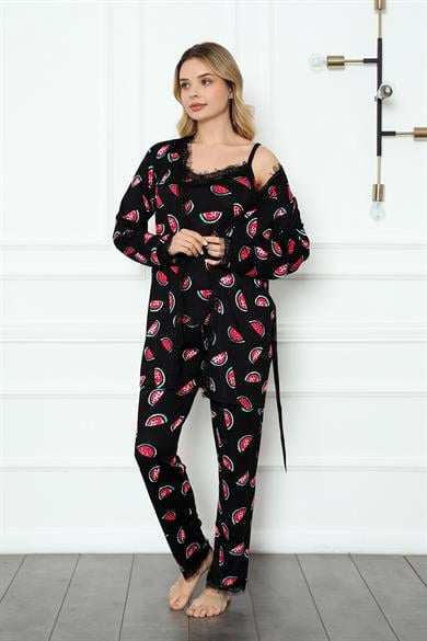 Sabahlıklı Dantel Detaylı Pegasus Kadın Pijama Takımı-Çeyizlik Takım- Geniş Beden Aralığı