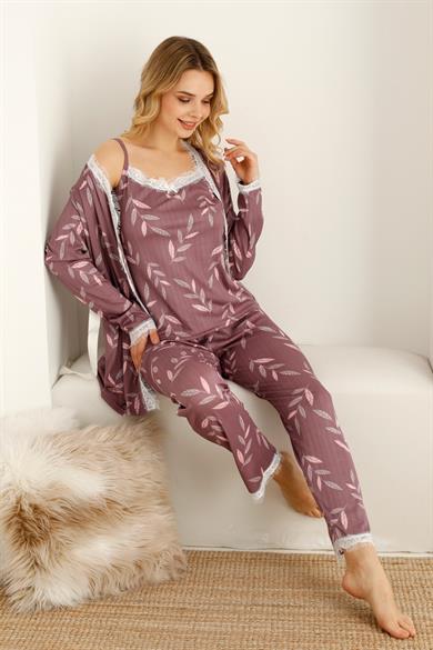 Sabahlıklı Dantel Detaylı Pegasus Kadın Pijama Takımı-Çeyizlik Takım- Geniş Beden Aralığı