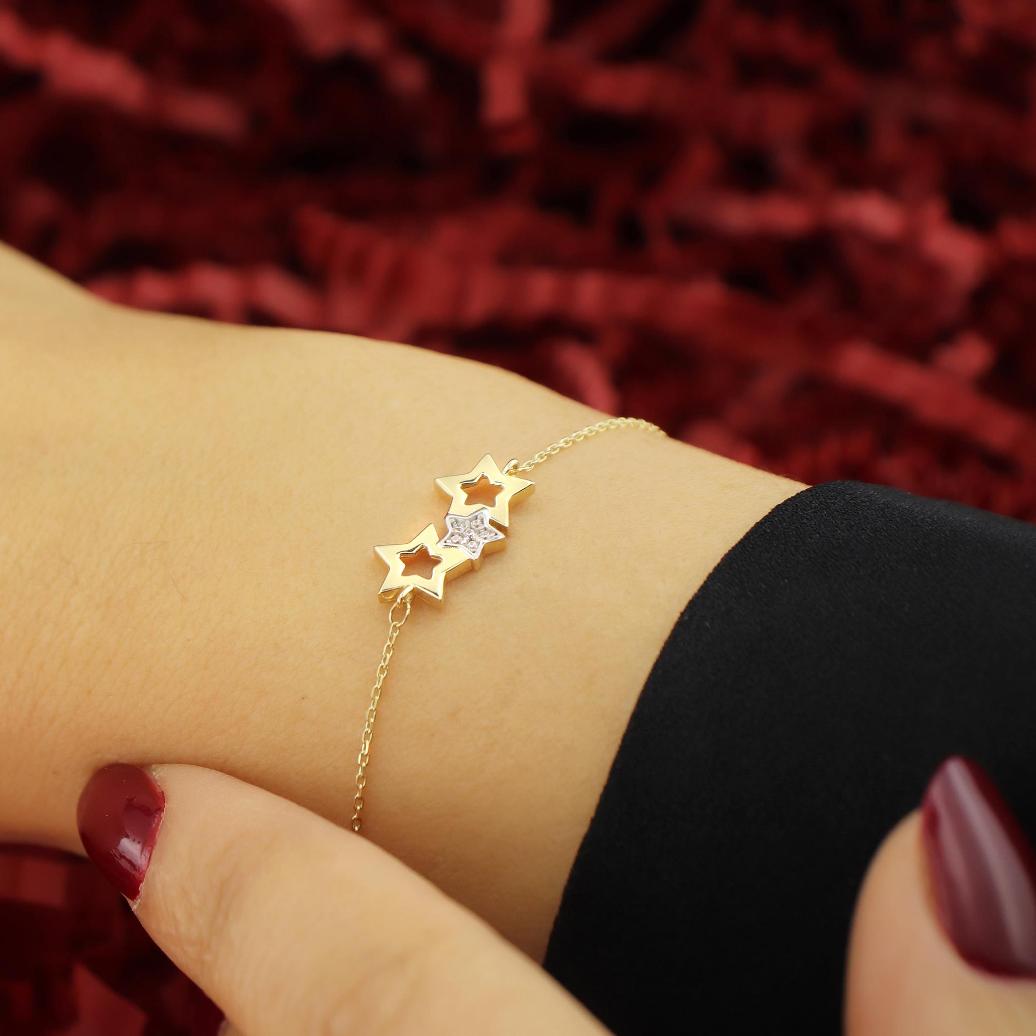 14 Ayar Altın Yıldız Bileklik