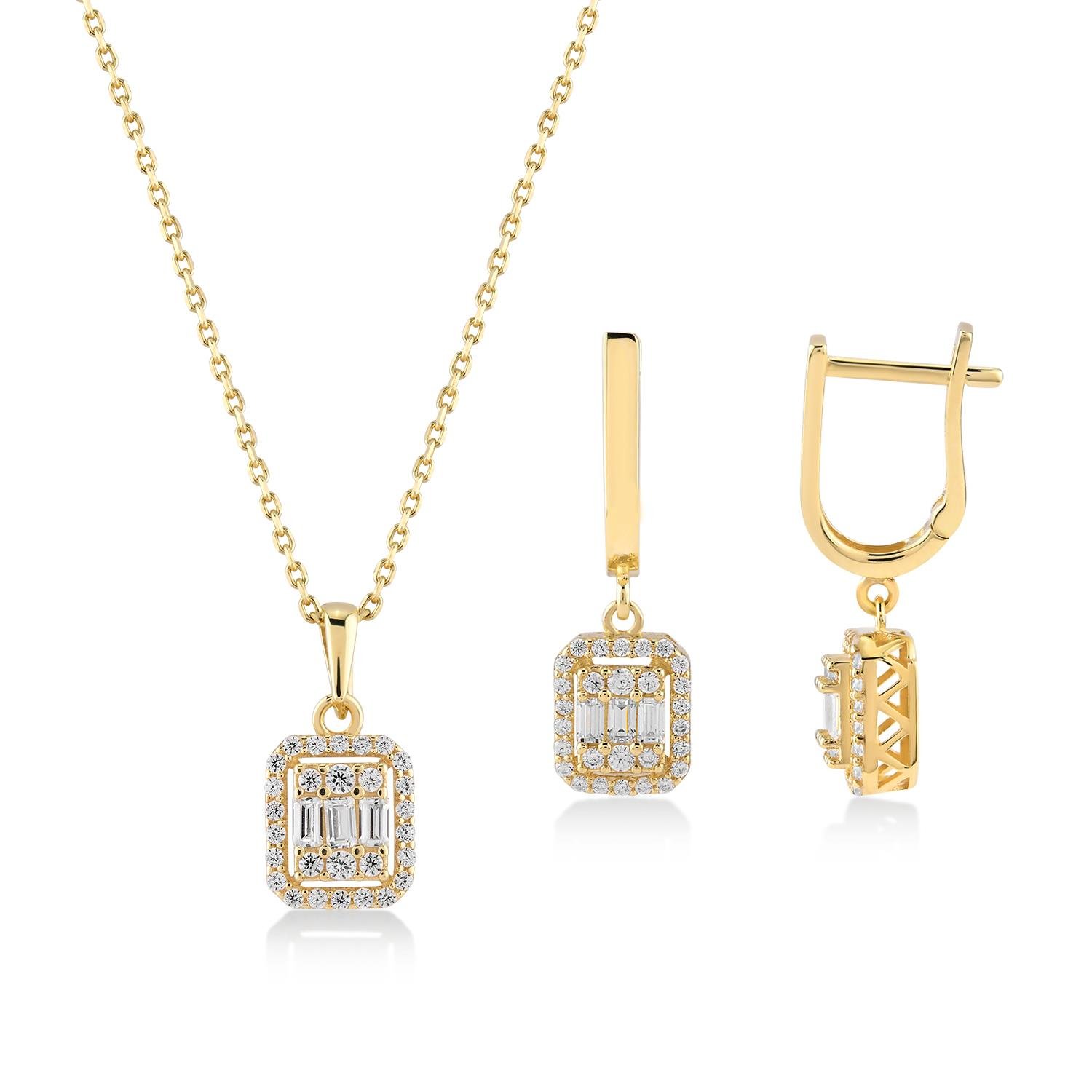 Baget Taşlı Altın Set 