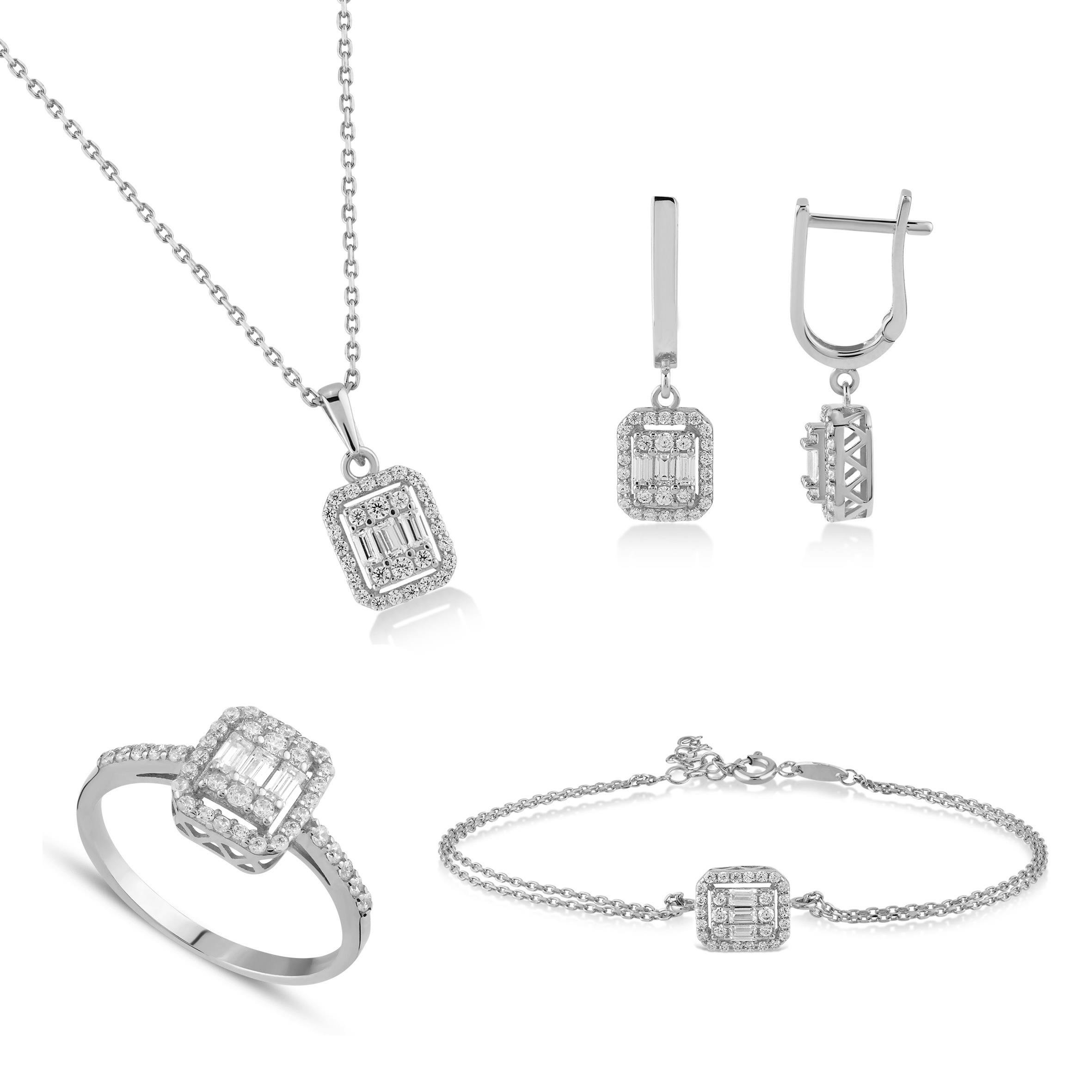 Baget Taşlı Altın Set