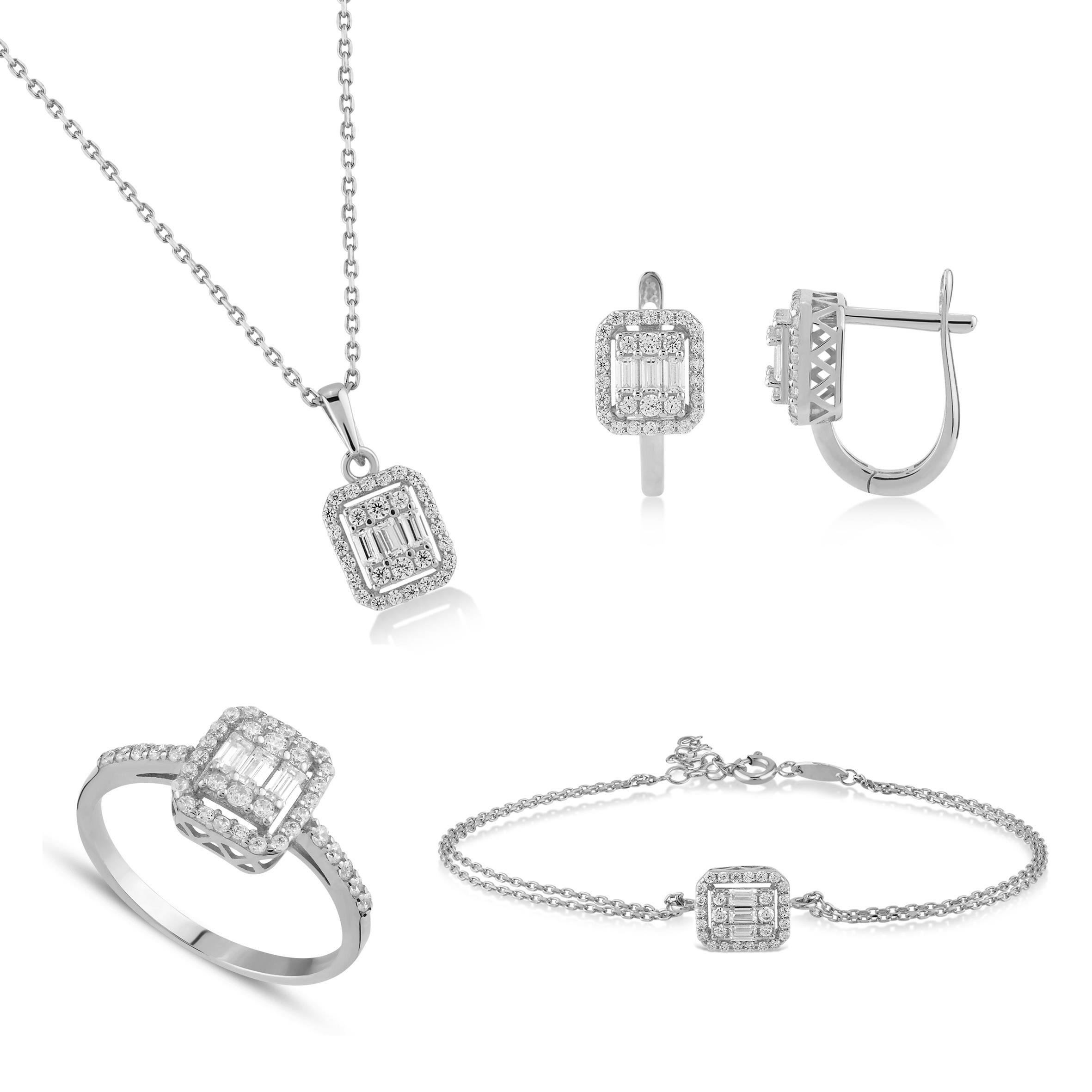 Baget Taşlı Altın Set