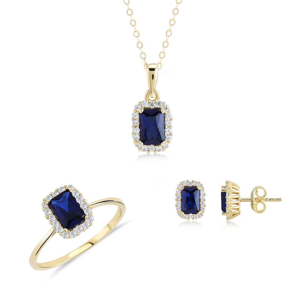 Baget Tektaşlı Altın Fantezi Set