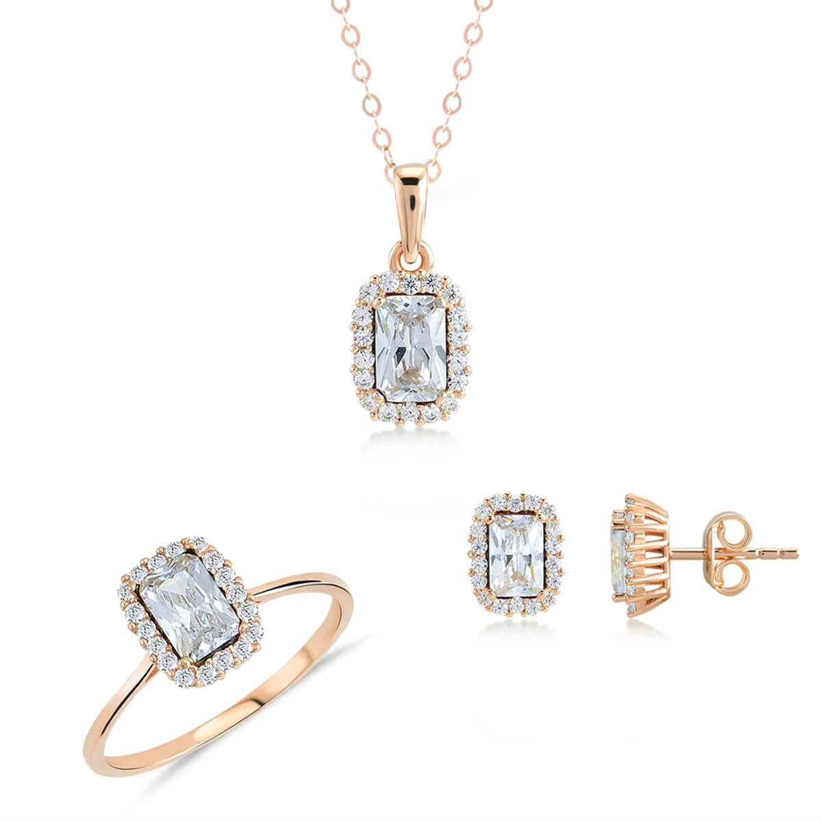 Baget Tektaşlı Altın Fantezi Set