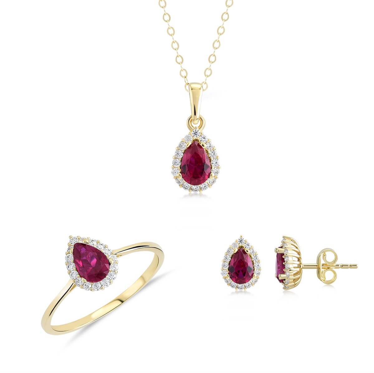 Damla Taşlı Altın Fantezi Set