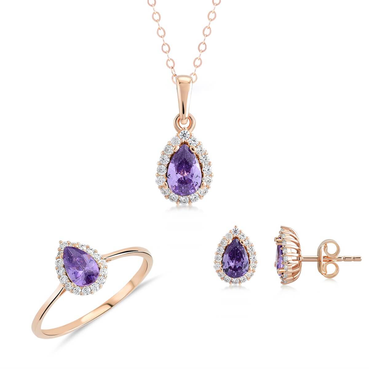 Damla Taşlı Altın Fantezi Set