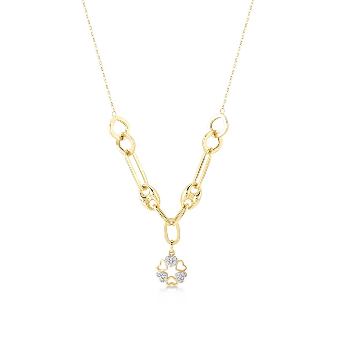 Kalp Sallantı Altın Zincir Kolye