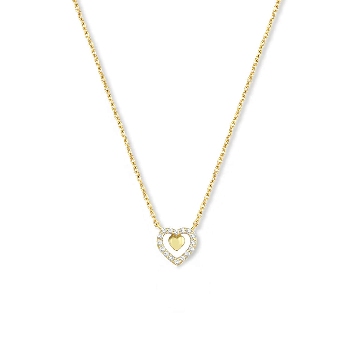 Kenar Taşlı Kalpli Altın Kolye KLMA 115 01 05 00