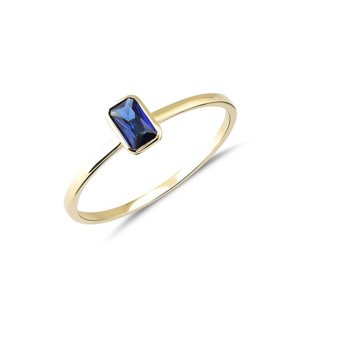 Safir Renkli Altın Tektaş Yüzük