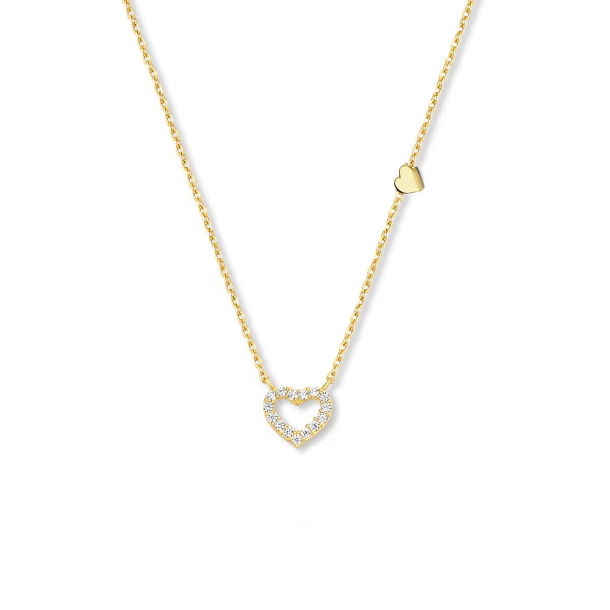 Taşlı İkili Kalp Altın Kolye KLTA 119 01 05 00