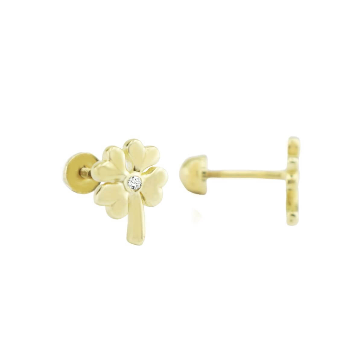 Tek Taşlı Yonca Tragus Piercing Altın Küpe KPA 176 01 05 00