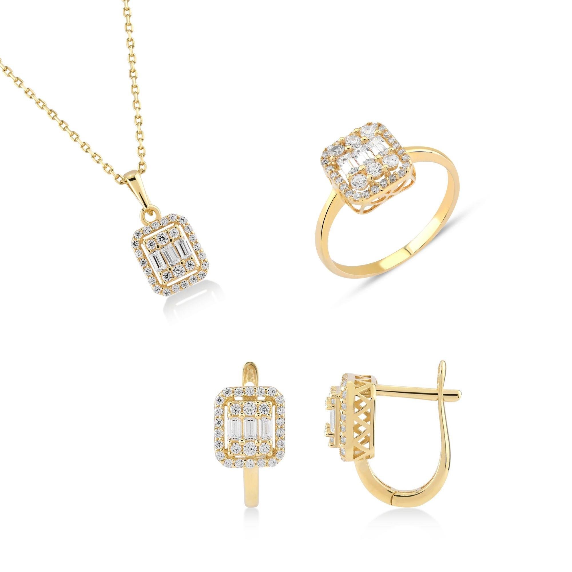 14 Ayar Altın Baget Üçlü Set