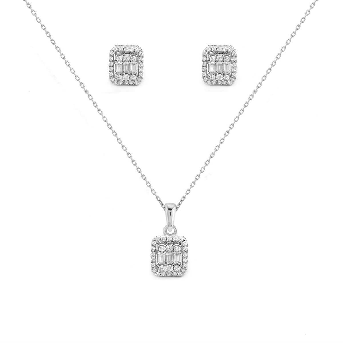 Baget Taşlı Fantazi Gümüş Set