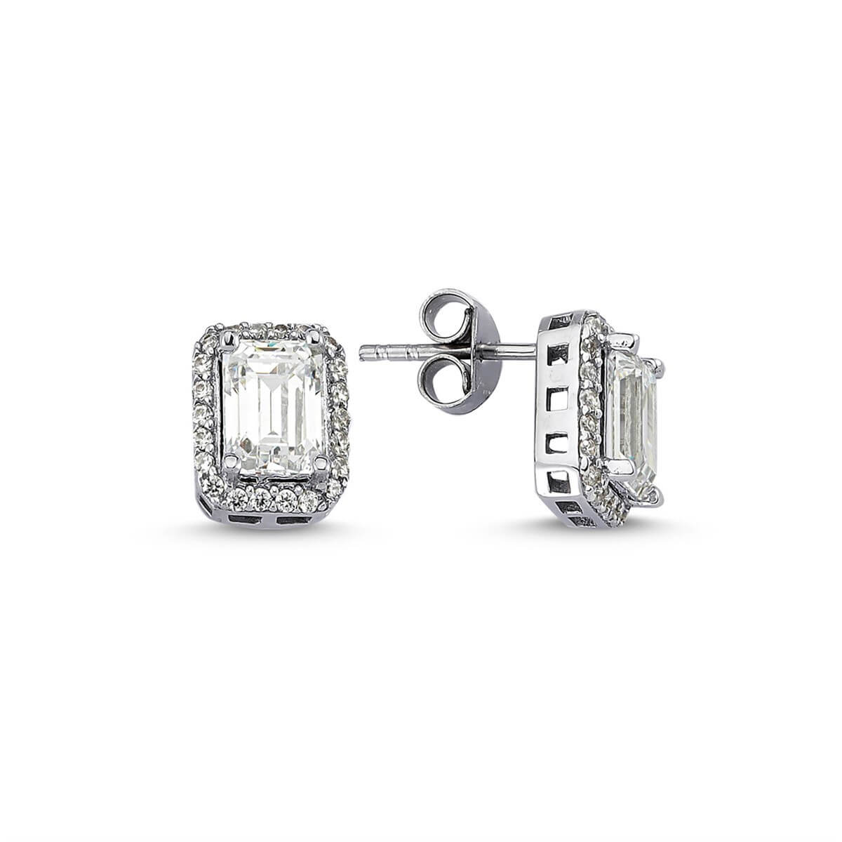 Baget Taşlı Gümüş Swarovski Taşlı Küpe