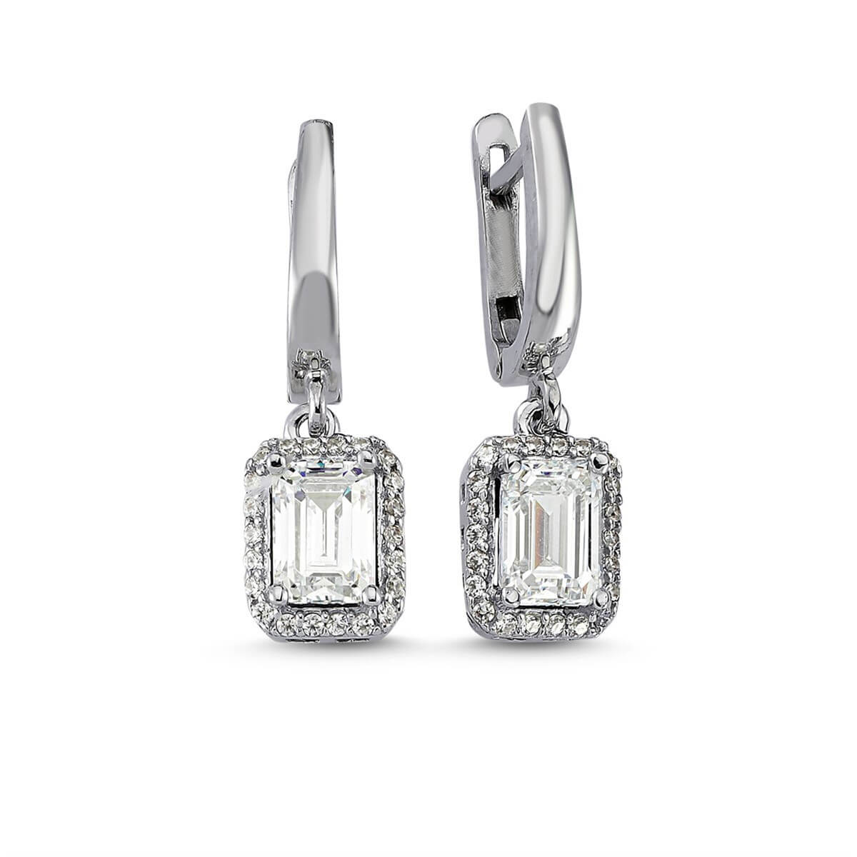 Baget Taşlı Gümüş Swarovski Taşlı Küpe