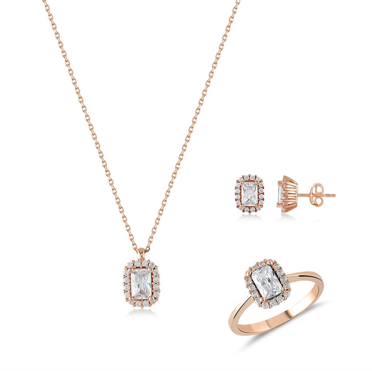 Baget Tektaşlı Gümüş Fantezi Set